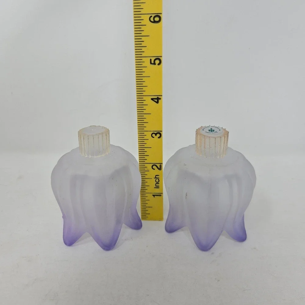 PartyLite Frosted Purple Tulip Glass Votive Candle Holder Set of 2 Lavender - Picture 6 of 6